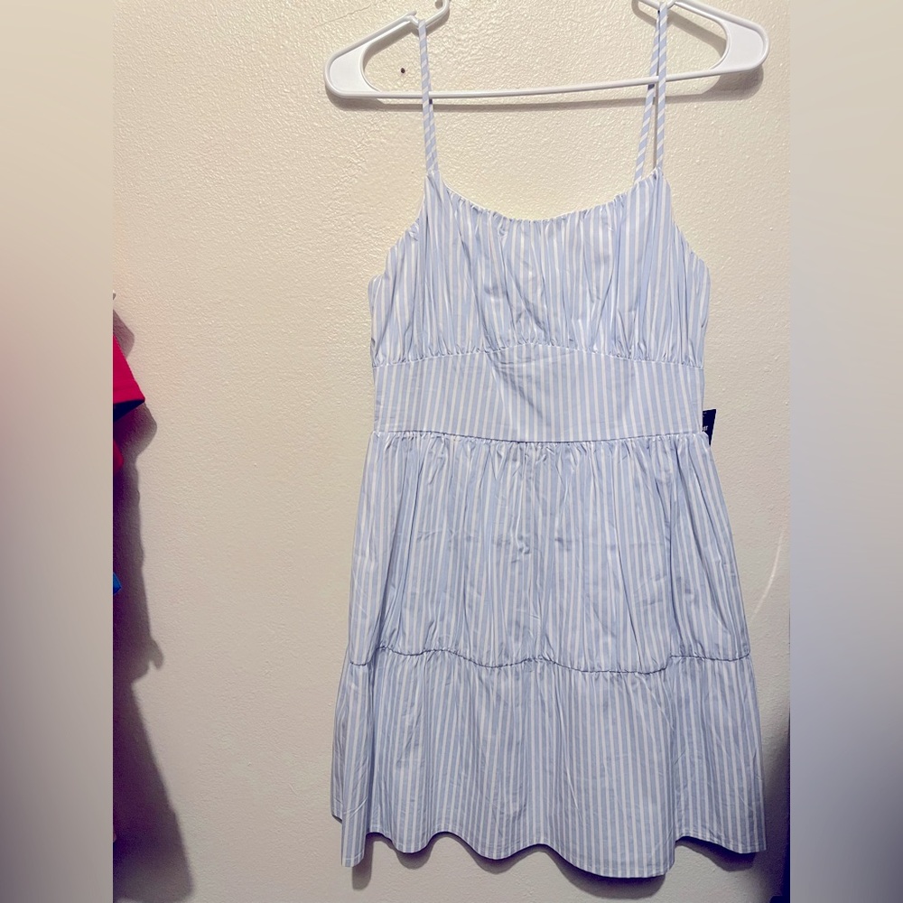 NWT Express Lt. Blue & White Striped Dress, Size Small